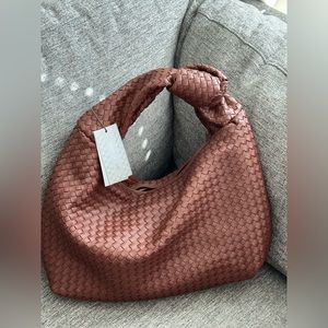 Monogamy Brown Woven Hobo Bag